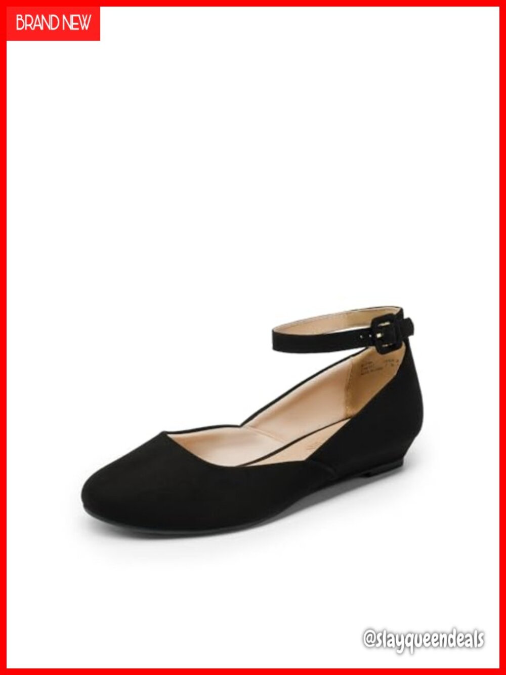 Women's Dress Flats Ballet Low Wedge Round Toe Ankle Strap